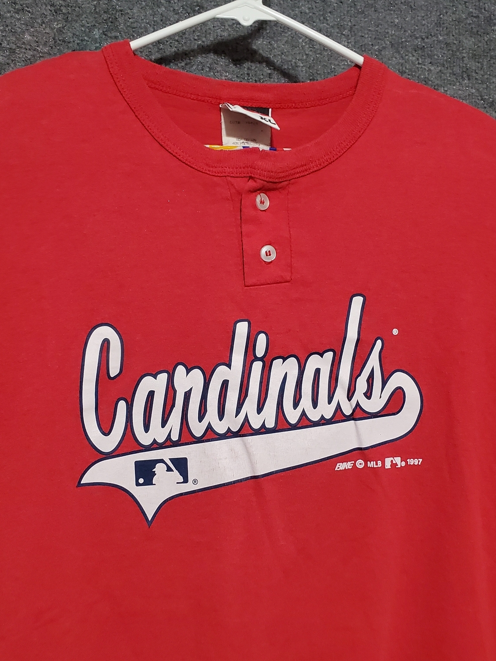 Vintage St. Louis Cardinals BIKE Shirt Mens XL Red White 90s Baseball Henley